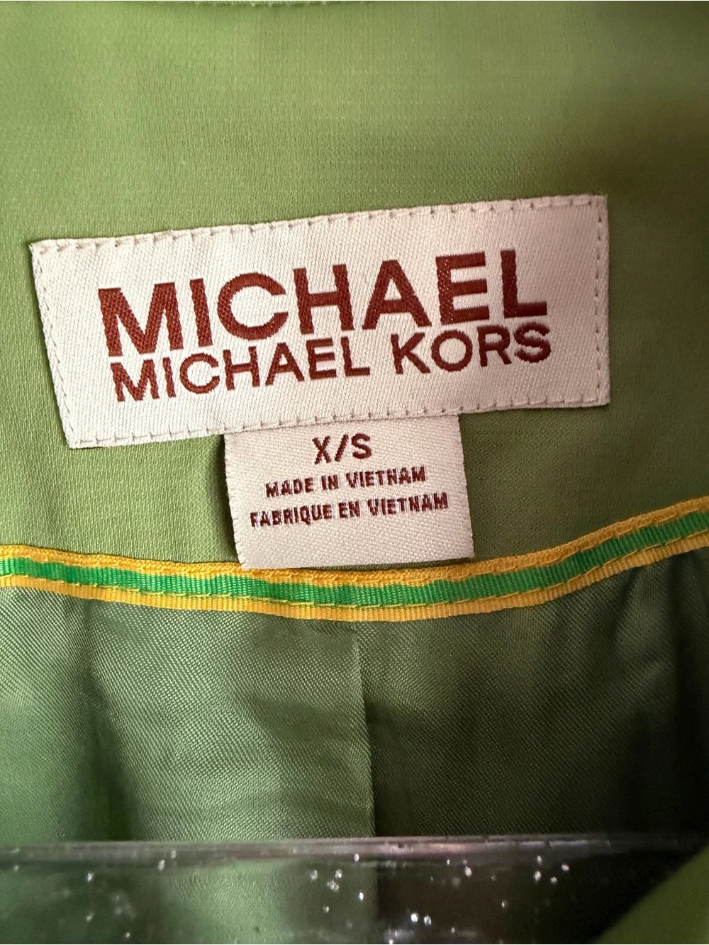 Michael Kors Double Breasted Green Trench Coat Size XS EUC Retro preppy